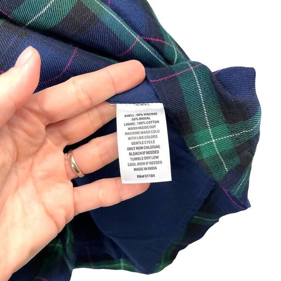 NEW Crown & Ivy Bow Back plaid Ruffle Dress Sz L green navy‎ blue - Picture 8 of 8